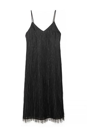 Black Maxikleid mit Fransen