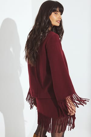 Wine Fringe Detail Sweater
