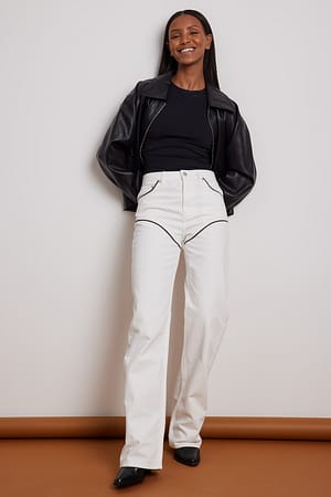 White Front Detail Contrast Seam