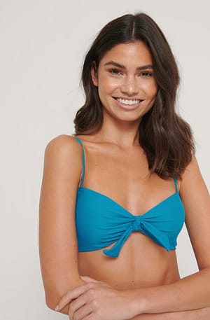 Mosaic Blue Front Knot Padded Bra