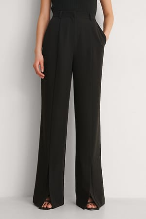 Black Front Slit Pants