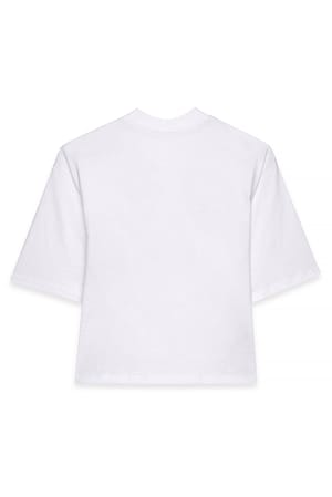 White T-shirt en coton coupe ajustée à encolure cheminée