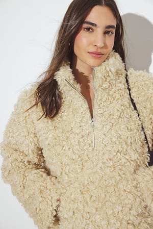 Beige Wuschelige Jacke