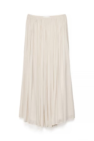 Cream Gathered Volume Maxi Skirt