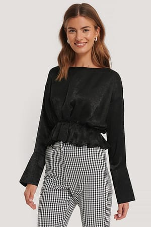 Black Chemisier En Satin Froncé