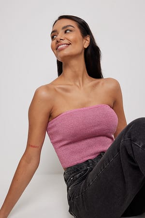 Pink Glitter Knitted Tube Top