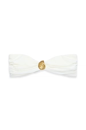 Cream Top de bikini bandeau con detalle dorado