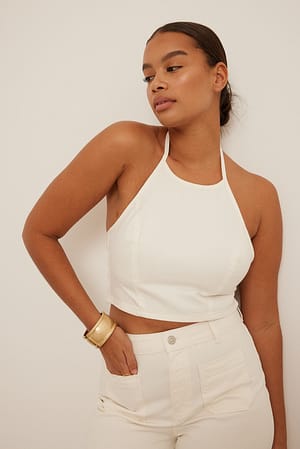 Offwhite Top i denim med halterneck
