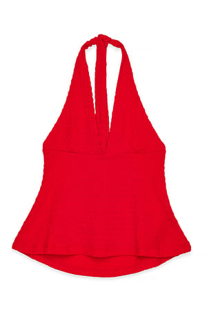 Red Halterneck Detail Top