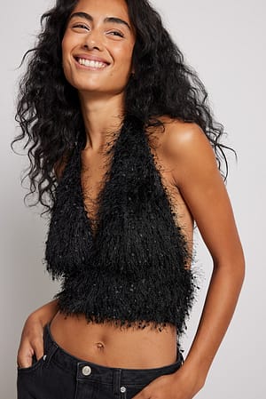 Black Halternecktop