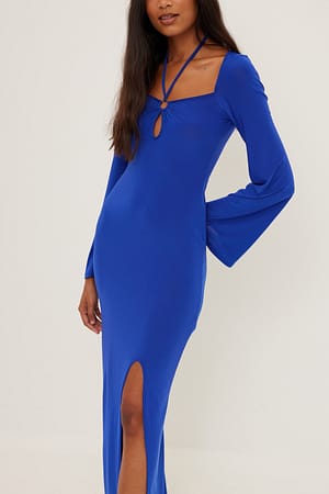Royal Blue Robe dos nu à découpe goutte d’eau