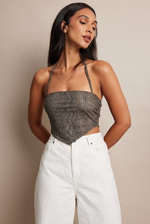 Brown Snake Neckholder-Netz-Top