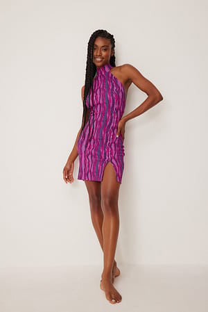 Snake Print Neckholder-Minikleid