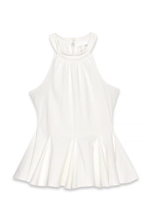 Offwhite Neckholder-Top mit Falten
