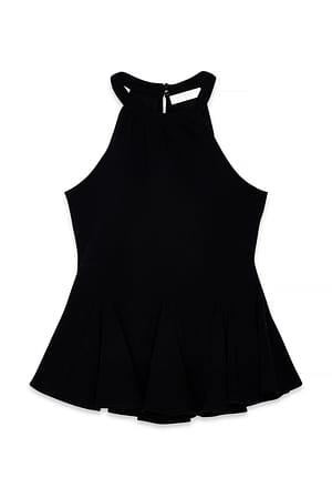 Black Neckholder-Top mit Falten