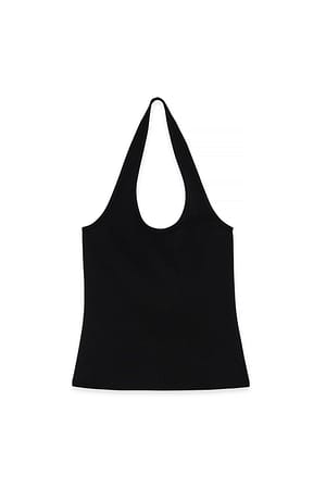 Black Halterneck Rib Top