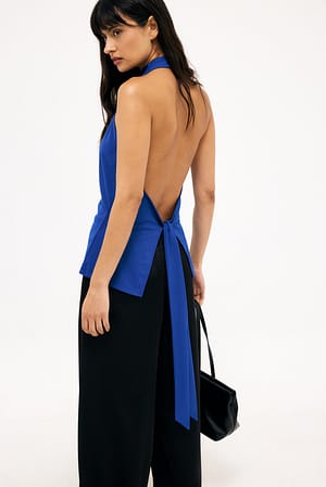 Cobalt Halterneck Tie Back Top