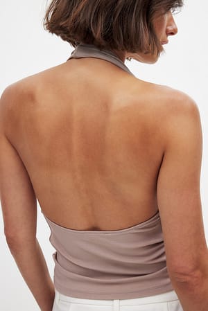 Beige Halterneck Top