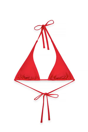 Red Halterneck Triangle Bikini Top