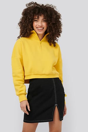 Contrast Seam Denim Skirt