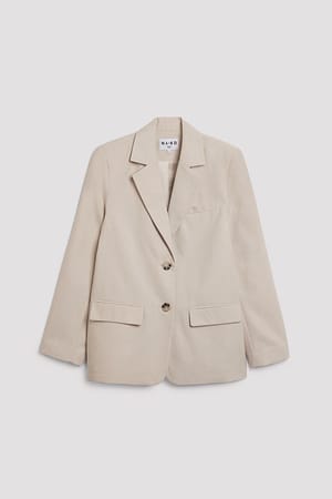 Beige Heavy Fitted Flannel Blazer