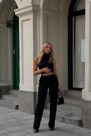 Black Anzughose mit hoher Taille
