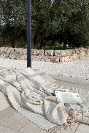 Beige Herringbone Throw