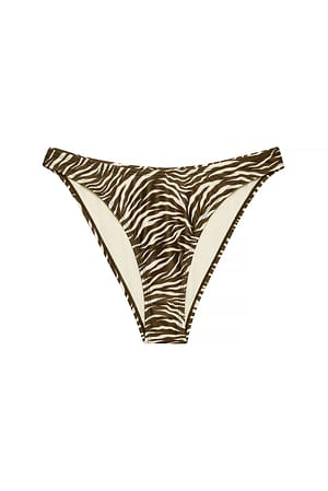 Brown Zebra Print High Cut Bikini Panty