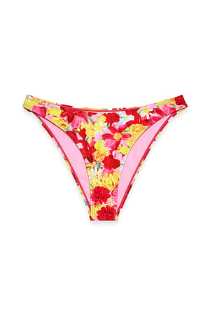 Orange/Pink Flower hochgeschnittenes Bikini-Höschen