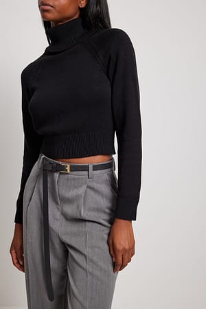 Black High Neck Knitted Sweater