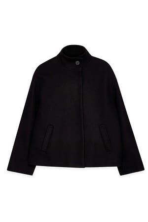 Black High Neck Short Coat