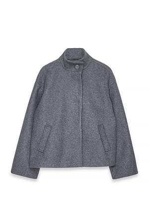 Dark Grey Kort frakke med høj hals