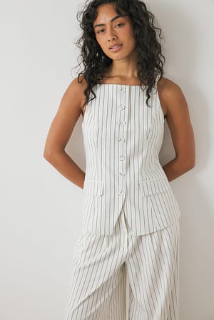Cream/Black Västtopp med hög hals