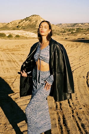 Blue Melange Rock mit hochgeschnittener Taille