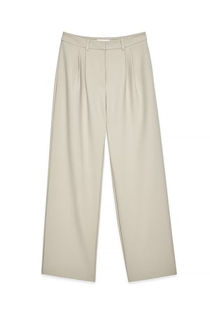 Beige Pantalón ancho de talle alto con pliegues