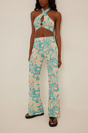 Green Paisley Hose mit hoher Taille