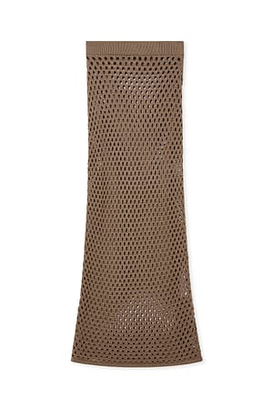 Beige Hole Knitted Maxi Skirt
