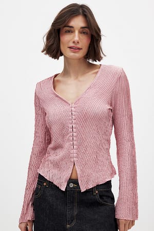 Pink Topp med hekter og øyne i front