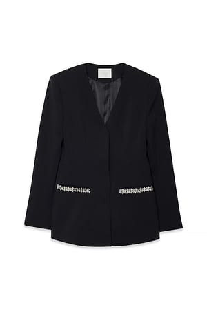 Black Timeglassformet blazer med paljetter