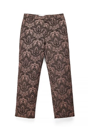 Copper Brown Hirkede bukser i jacquard med høj talje