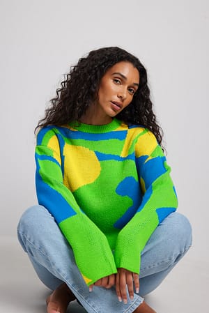 Multicolor Jacquardstickad tröja