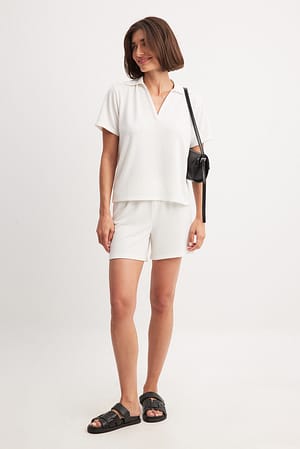 White Jersey-Shorts mit elastischem Bund