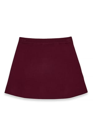 Burgundy Knitted A-line Mini Skirt