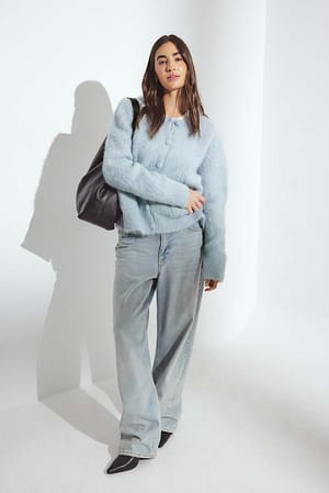 Light Blue Gebreid vest van alpacamengsel