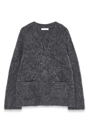 Dark Grey Oversize-Strickjacke aus Alpakamischung