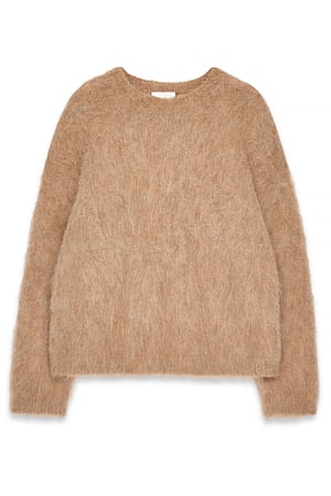 Camel Knitted Alpaca Blend Oversized Sweater