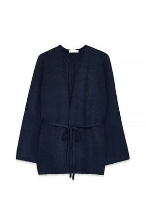 Navy Knitted Belt Cardigan