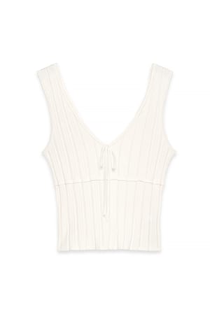 Offwhite Strickoberteil mit Schleife