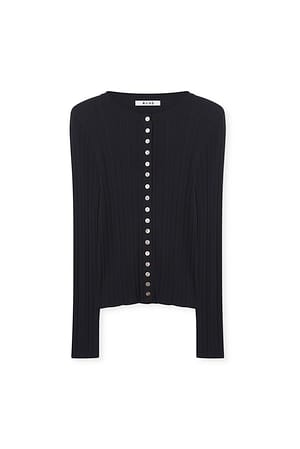 Black Strikket topp med knappedetaljer