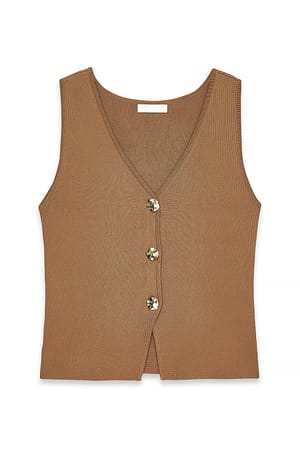 Brown Strickweste mit Knopfdetail